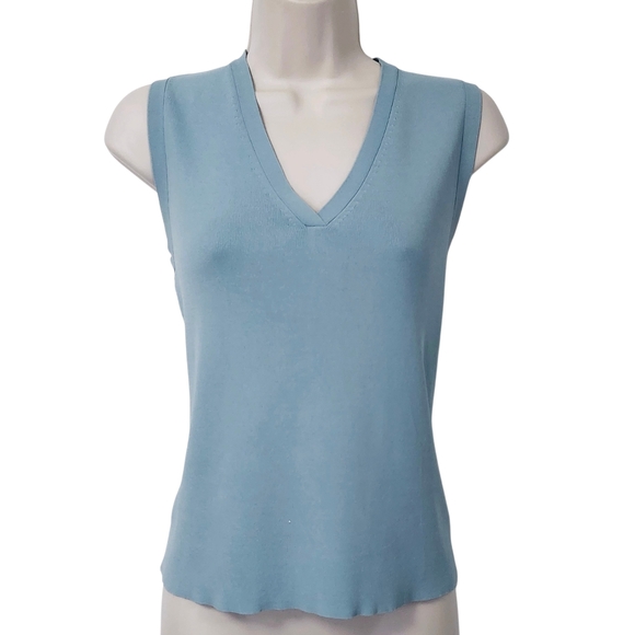 AK Anne Klein blue Knitted Top size L - Picture 3 of 9